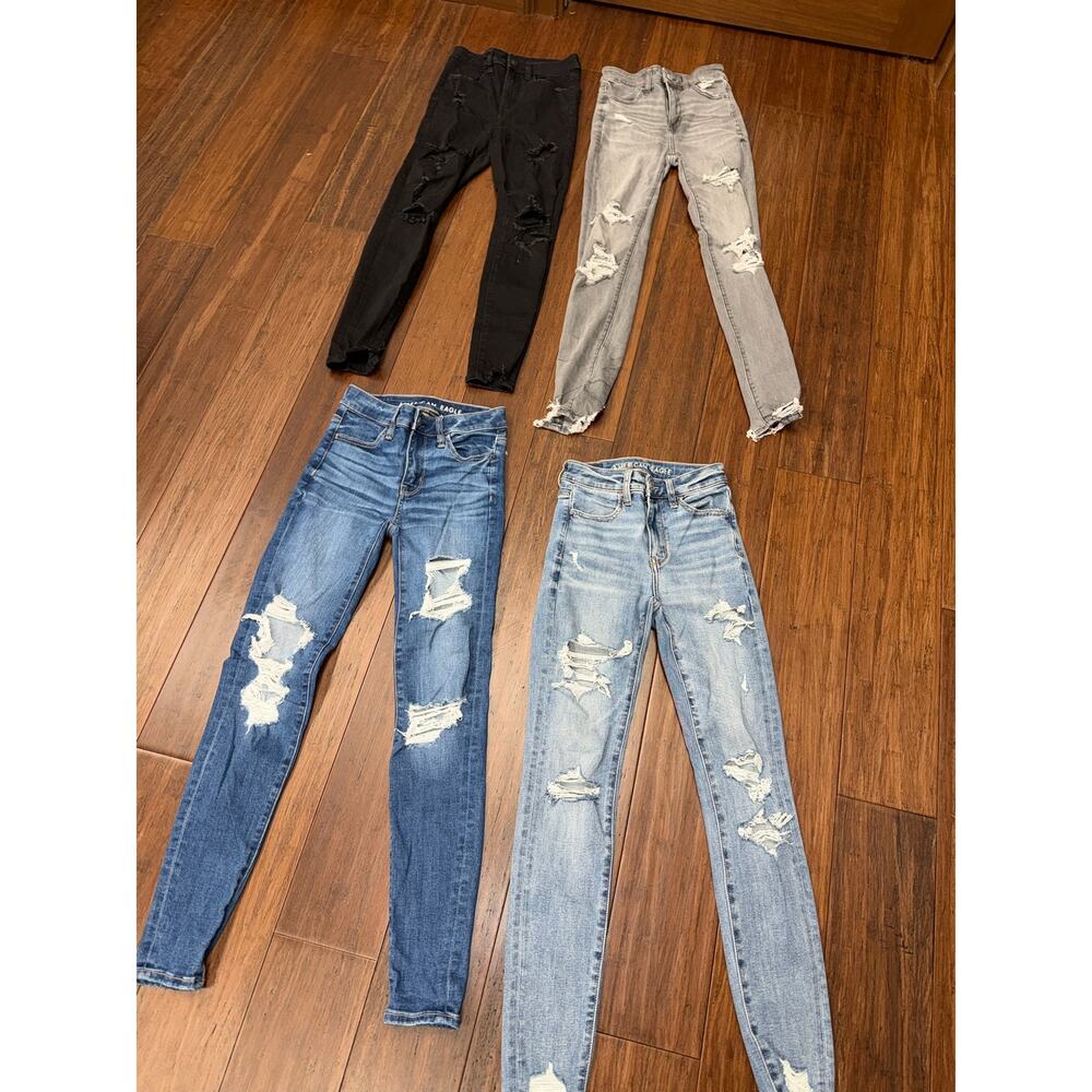 4 pairs of American Eagle high-waisted distressed skinny jeans LOT